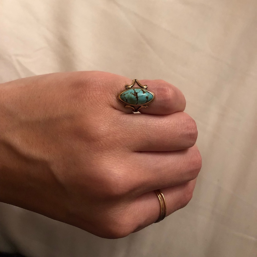 Genuine Vintage 14k Rose Gold and Turquoise Ring